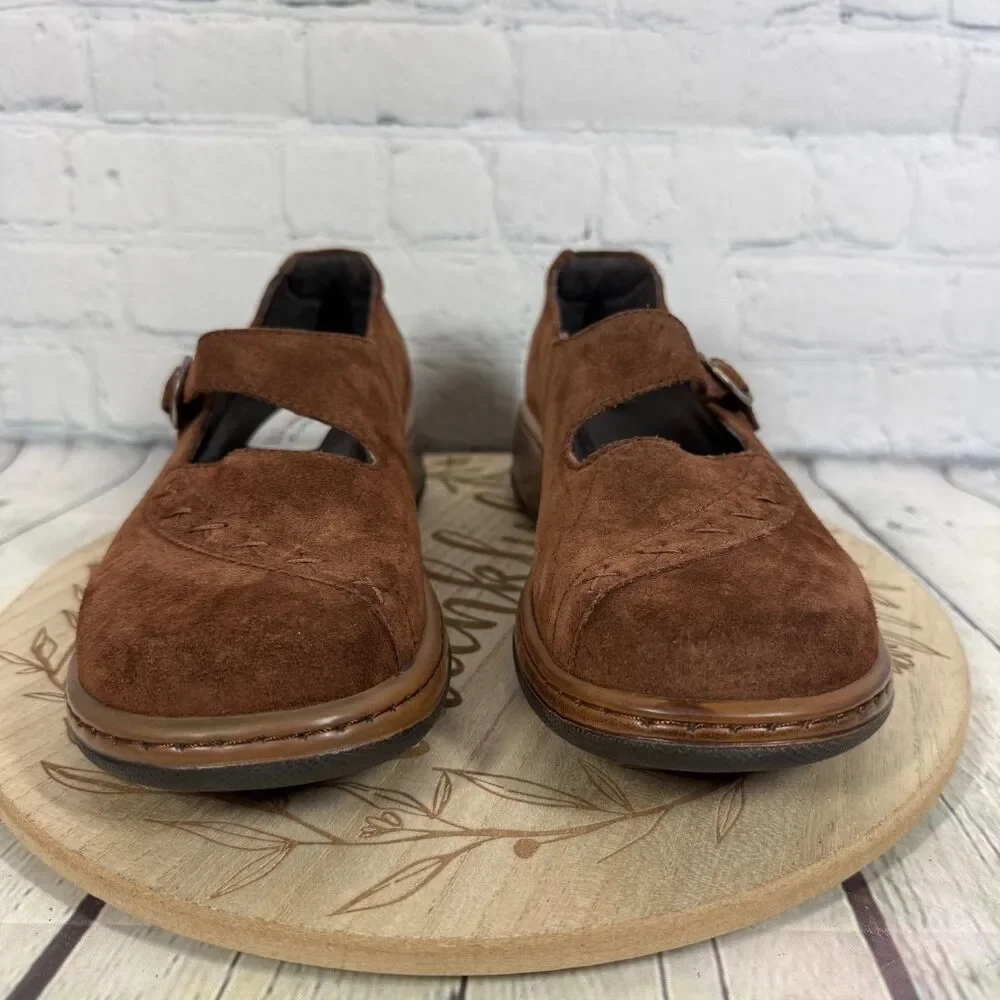 Dansko Mary Jane Clogs Women Size 10.5-11 US 41 EU Brown Floral Embossed Leather